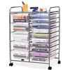 GIANTEX Carrelli Porta Oggetti, con 10+5 Cassetti Impilabili, 2 Ruote Bloccabili, Braccioli Metallici, Portabile e Pratico, per Ufficio, Studio, Cucina,Bagno, 5 Colori Disponibili, 62,5x37x87 cm