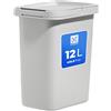 KADAX Pattumiera rettangolare con coperchio apribile e manico, in plastica, per separazione dei rifiuti (grigio, 12 L)