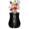 Demarsen Vaso per fiori Lego, puzzle in legno, bouquet, vaso per bouquet, vaso in legno per rose, girasoli, tulipani, fiori di ciliegio, decorazione regalo per donne e adulti (nero)