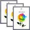 MG Design Set da 3 cornici portafoto A3 29,7 x 42 cm - Cornici in legno Grigio con vetri acrilici infrangibili, verticale e orizzontale con fissaggio a parete stabile