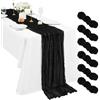 Pesonlook Set di 6 runner da tavola in lino nero - 3 m - Stile bohémien - 55 x 300 cm - Stile rustico e romantico - Per matrimoni, feste, cerimonie nuziali, Thanksgiving, Natale