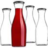 KADAX Set di 4 Bottiglie in Vetro 1L con Tappo a Vite - Bottiglie del Latte vuote da riempire per succhi, Latte, Smoothie e sciroppi, conservazione Alimentare