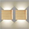CHEVVY 2x Applique da Parete LED 7W,Vintage Legno Applique,Lampada da Parete 4500K