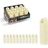 Dorunova Lumino Lumini Cimitero Candele Led Batteria Finte Fiamma Oscillante 365 Giorni Finte, Elettrici Durata Votivo Sostituibile (Avorio, Alt. 15 cm, 12 Pezzi)