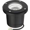 ledscom.de Apparecchio da incasso a terra BOFU per esterni, IP67, girevole, nero, rotondo, Ø 150mm, incl. GU10 LED 468lm bianco caldo