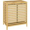 HOMCOM Cesto Portabiancheria in Bambù con Coperchio Color Legno