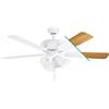 EGLO Ventilatore da soffitto Las Palmas, cinque pale con luce, interruttore a strappo, pale reversibili in legno laminato bianco o rovere, corpo in acciaio nichel satinato, motore AC, Ø 132cm