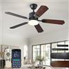 AHRHSM Ventilatore da Soffitto Silenzioso con Luce LED 106 cm, Telecomando, 6 Velocità, Motore DC Reversibile, per Camera da Letto Salotto - Nero