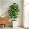 Keeplush Pianta Finta Dracaena Artificiale 150cm alta con Vaso Bianco, Piante Finte da Interno Grandi Ha 108 foglie, Albero Artificiale Interni Per Soggiorno Ufficio Giardino Dec