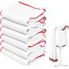 Behogan 6 panni lucidanti per bicchieri da vino, 40 x 60 cm, in microfibra per vetro, riutilizzabili, per la pulizia, per bicchieri da vino, senza aloni, in microfibra, colore bianco, con bordo rosso
