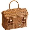 Générique Cestino della spesa Intrecciato 24x14x16cm Cestino In Rattan Con Coperchio A Forma Di Casa Portatile Cestini Da Picnic In Vimini Con Maniglia Per Picnic Feste E Barbecue
