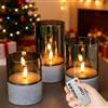 Kujizpu 3 candele a LED, con fiamma tremolante, con funzione timer, 10/12,5/15 cm, senza fiamma con telecomando, per feste