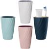 Yemiany bicchiere porta spazzolino, 400ml bicchieri plastica rigida, 4 pezzi Bicchieri Porta Spazzolini, Design in stile nordico, robusto e resistente alla adatto ad adulti, ragazzi e bambini (A)