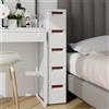 GIANTEX Mobiletto Stretto con Ruote, Carrello e Organizzatore Slim con 3/4/5/6 Cassetti per Spazi Piccoli, Cassettiera di Plastica per Soggiorno, Bagno, Cucina, Bianco (42 x 19 x 91 cm)