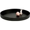 Yvttve Vassoi Decorativo Rotondo Nero di Immagazzinaggio Dell'organizzatore, Vassoio da Portata in Metallo in Acciaio Inox per Portaoggetti Gioielli di Candele Profumo (nero, Ø 25 cm)