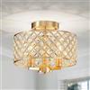 Shrine LIGHTING Lampadario in Cristallo, Stile Moderno, Perfetta Plafoniera per Ambienti, Attacchi E14*3, D27 x H22 cm, Copertura con Finitura in Ottone