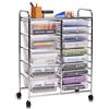 COSTWAY Carrello con 15 Cassetti Impilabili, Carrello di Stoccaggio con Ruote, Carello Portaoggetti per Casa e Ufficio, 62,5 x 37 x 87 cm (Chiara)