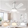 Hisummer 71cm Ventilatore da Soffitto con Luce e Telecomando, Attacco E27 Compatibile Solo con Base Fornita, Montaggio Veloce, Piccolo Ventilatore da Soffitto Silenzioso per Camera da Letto, Soggiorno