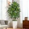 Keeplush Pianta Finta Dracaena Artificiale 180cm alta con Vaso Bianco, Piante Finte da Interno Grandi Ha 108 foglie, Albero Artificiale Interni Per Soggiorno Ufficio Giardino Dec