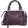 Gave Lux Borsa Donna Vera Pelle Scamosciata 25cm, Prodotto Artigianale Made in Italy, Con Manico, a Spalla o a Tracolla, GLX220609123FBG-038_VIOLA_SCURO
