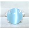 25.45 CT Naturale Blu Gatto Occhio Rotondo Gemma Certificato Uomo Design Anello
