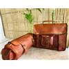 Fatto a mano Originale Capra Pelle Laptop Cartella Spalla Marrone Messenger Free Grande Tool