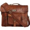 Fatto a mano Borsa Porta PC Vintage Uomo In Pelle Messenger 18" Marrone Lavorata A Mano