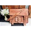 Fatto a mano Handmade Borsa Uomo in Pelle Laptop Bag Borsone Messenger Grande Marrone Retro