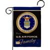 Breeze Decor Air Force Proudly Family Burlap Garden Flag - Armed Forces USAF United State American Military Veteran Retire Official - House Decoration Banner Yard Gift Double-Sided Made In USA 13 X 18.5