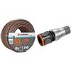 Gardena Comfort 18069-20 - Tubo Highflex, 10 x 10, 13 mm, 1/2'', 50 m, senza componenti & 18255-20 Premium Raccordo per Tubo da 13 ;mm 1/2 15 ;mm 5/8, Adattatore per Rubinetti, Antigelo