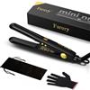 Farery Mini Piastra per capelli corti, piccolo straighter in ceramica con turmalina, mini straighter per viaggi con custodia, spegnimento automatico, doppia tensione, temperatura regolabile