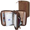 ALMADIH Agenda in pelle A6 Portadocumenti Calendario 2025 Marrone Vintage Cartella Portablocco Organizer Porta Documenti Conferenza Anelli + Block Notes Organizzatore Carpetta (KO-A6-BV)