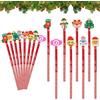 SOETDERT 24 Pcs Natale Matite con Gomma, Set di Matite Legno Creatività Pupazzo di Neve, Calza, Babbo Natale Divertente Regalo di Natale, HB Matita con Gomma Motivo Natalizio (Pattern Casuale)