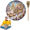 Generico Tamburo a mano dello sciamano, Tamburo dello sciamano - Tamburi sciamanici in legno di Natale da 10 pollici con bacchetta,Decorazioni per la casa, strumento spirituale per la meditazione di riflession