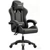 VitaForge Sedia da gaming con supporto lombare dinamico, altezza regolabile e braccioli, girevole a 360°, sedia da gioco imbottita per casa e ufficio (nero) (M2)