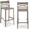 REDÒKASA Set 2 sgabelli in polipropilene FLOW con poggiapiedi H65, MADE IN ITALY, resistente ai raggi UV, design moderno, ideale per sala da pranzo, cucina, bar, ristoranti o giardino (2, Tortora)
