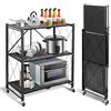 Vichirskit Scaffale pieghevole con ruote, scaffale pieghevole a 3 ripiani in metallo
