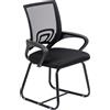 Baroni Home Sedia da Ufficio con Braccioli con Schienale Ergonomico in Tela Traspirante, Poltroncina a Sbalzo per Sale d'Attesa e Conferenze, Carico 130 kg, Nera con Gambe Nere, 46x50x88 cm
