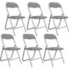 PALUPLUS Set 6 Sedie Flash Pieghevoli, misura aperta 44x47x82 cm, salvaspazio con struttura tubolare da 22 mm, seduta in PVC Imbottita e Piedi antiscivolo, per giardino, ufficio, campeggio (Grigio)