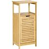 kleankin Mobiletto Bagno con Cesto Multifunzione per Bucato e Giocattoli, Mobile Portabiancheria da Bagno in MDF e Bambù, 40x30x86.5cm, Color Naturale