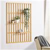[en.casa] Pannello Portaoggetti da Parete Organizzatore a Griglia con 3 Mensole Regolabili Piani da Larghezze Diverse Pannello da Muro 120 x 80 x 13 cm Bambù Naturale