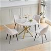 DEYARNA HOME Tavolo da Pranzo Rotondo 100cm con 4 Sedie in Velluto a Coste, Stile Mid-Century Moderno, Tavolo da Cucina con 4 Sedie Imbottite, per Cucina, Soggiorno, Ufficio (Bianco/Oro+Beige)