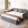 NADEUSAK Divano letto imbottito 2 in 1 multifunzione, 90/180 x 190 cm, tessuto di velluto grigio con custodia senza materasso