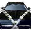 Foydream Decorazioni Auto Matrimonio 2 Nastri in Organza Bianca da 160 cm Kit Decorazione Auto Matrimonio con 9 Coccarde Decorazione per Auto Decorazione Forniture di Nozze