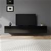 SIRHONA Mobile TV nero, mobile tele può essere appeso o appoggiato al pavimento, 2 armadi con porte, ottimo spazio di archiviazione, 180 x 40 x 30 cm, adatto per soggiorno o camera da letto
