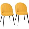HOMCOM Set di 2 Sedie Sala da Pranzo in Velluto, Sedie Cucina con Schienale Curvo a Conchiglia, Gambe in Acciaio, Stile Nordico, Sedia Imbottita per Cucina, Camera da Letto, Soggiorno, Giallo
