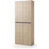 Trentiner Mobile multiuso con 4 ante con maniglia a gola e 7 ripiani interni regolabili in altezza color olmo 195x80x42 cm