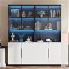 MSMOK Moderna vetrina minimalista con ante in vetro, vetrina con luci a LED, libreria per oggetti da collezione, temperatura colore regolabile e luminosità (30 x 160 x 200 cm)