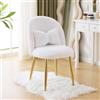 Bonnlo Poltrona Relax, Sedia da toeletta, Poltrona con Cuscino Nodo, Schienale Curvo senza Braccioli, per Soggiorno, Ufficio, Camera da letto, Peluche Coniglio, Bianco, 55 x 48 x 78,5 cm