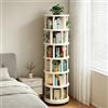 Dexinhdh Libreria Girevole In Legno A 6 Livelli, Espositore Organizzatore A 360° Con Ruote, Scaffale Organizzatore Lazy Susan Con Piatto Girevole In Acciaio Inox Per Studio E Ufficio(B)